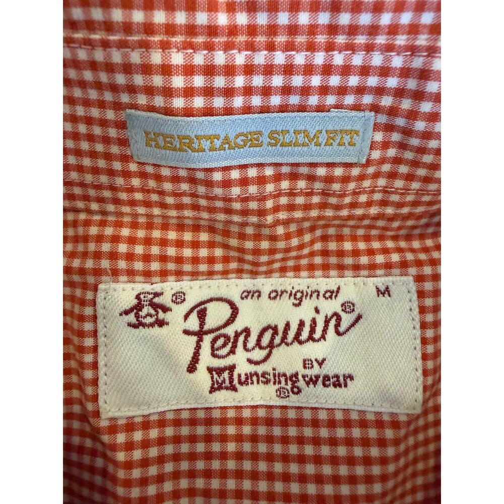 PENGUIN by Munsingwear Orange S/S Heritage Slim Fit Button Down Shirt Top M - Picture 3 of 6